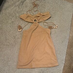 Tan Waffle Knit Swim Coverup